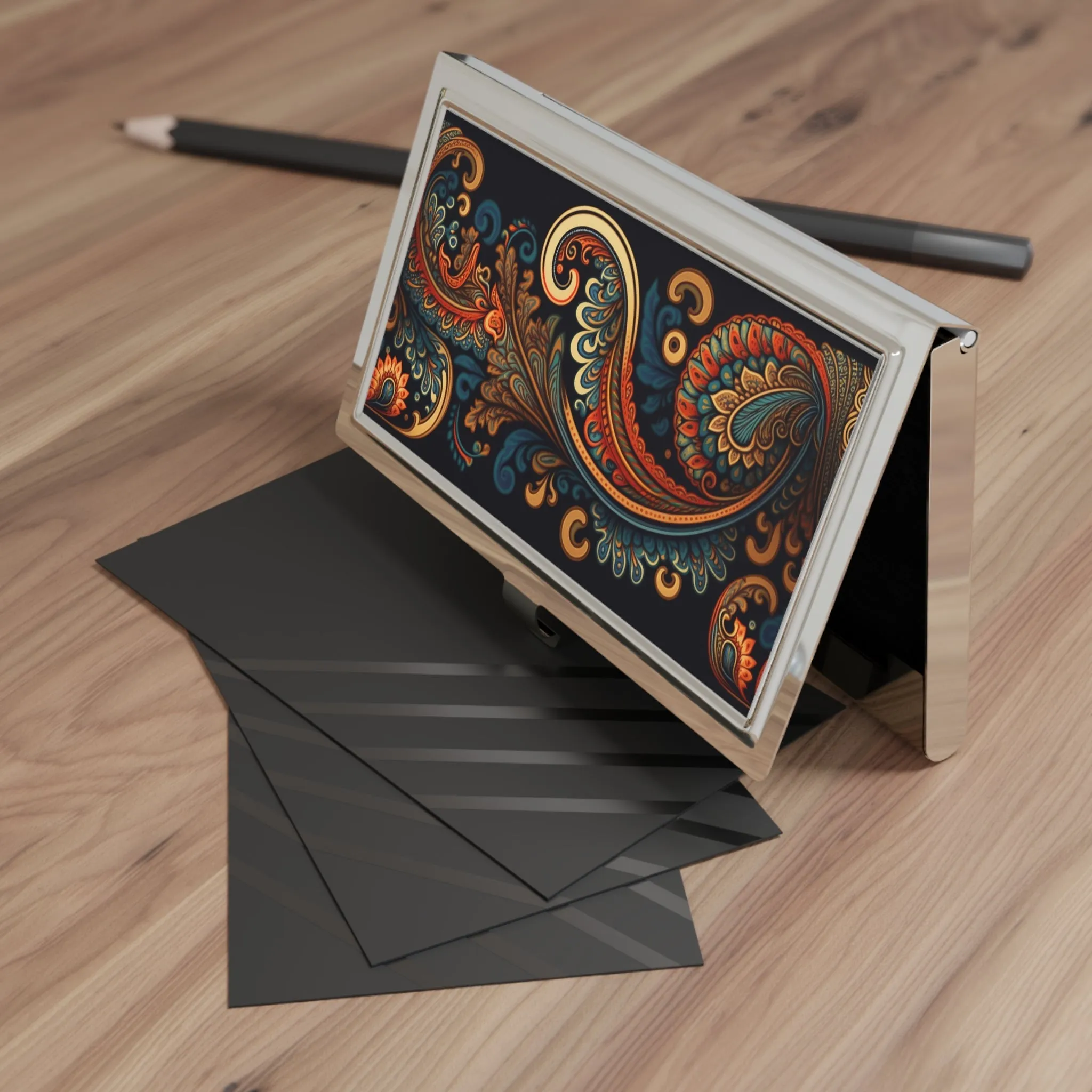 BOHO Paisley Print Business Card Holder