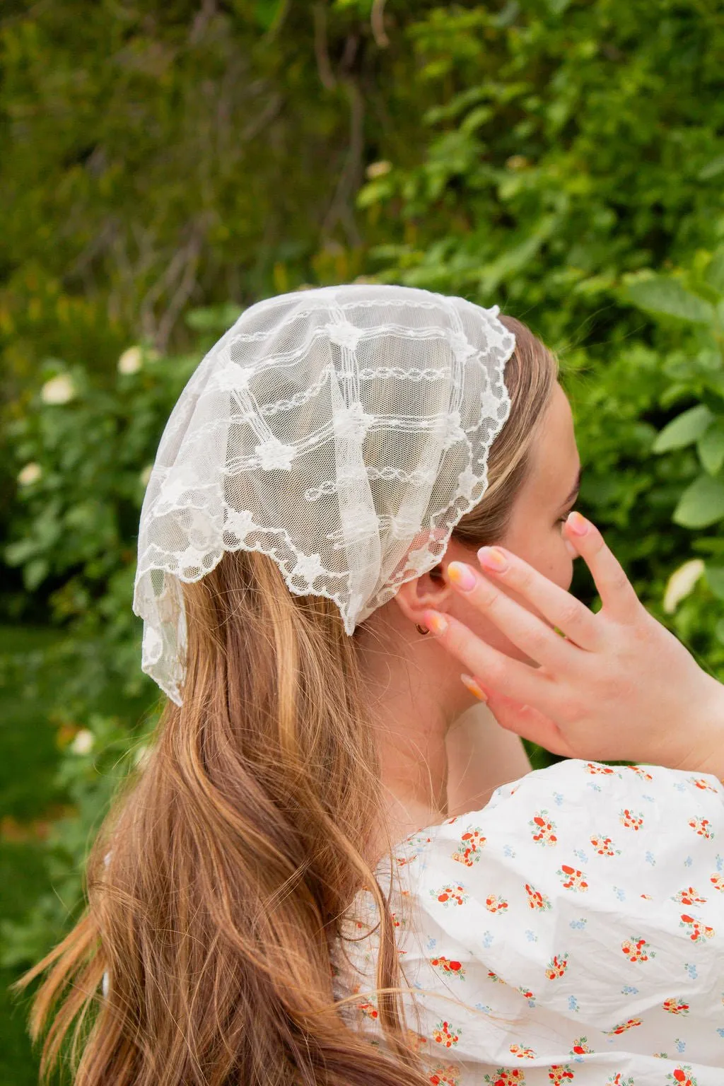 Cream Lace Hair Scarf