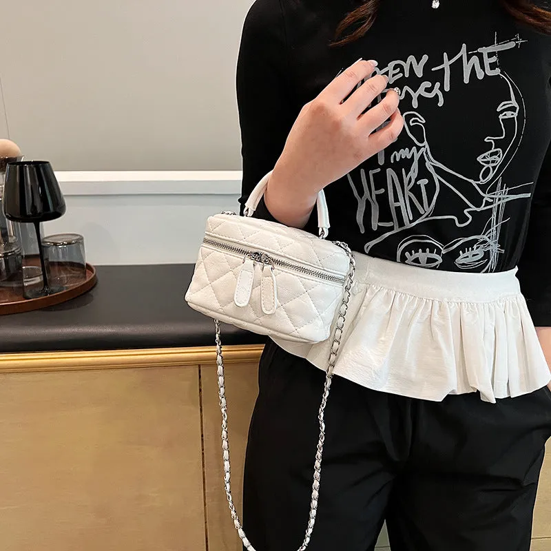 Diamond Embroidery Thread Small Bag for Women This Year Popular Western Style All-Matching Box Bag Fashion Trending Chain Messenger Bag Wholesale