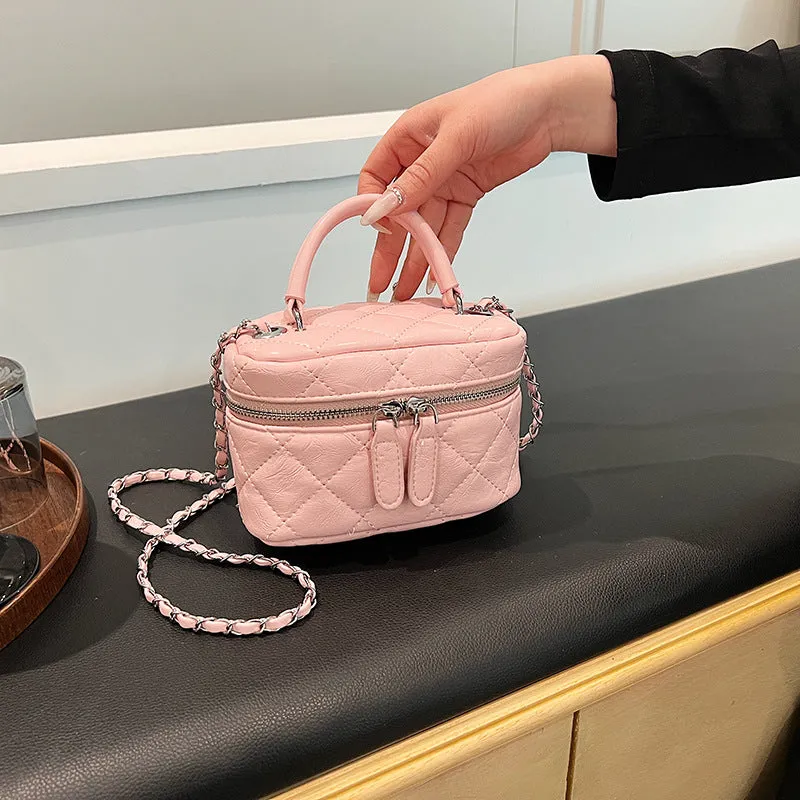 Diamond Embroidery Thread Small Bag for Women This Year Popular Western Style All-Matching Box Bag Fashion Trending Chain Messenger Bag Wholesale