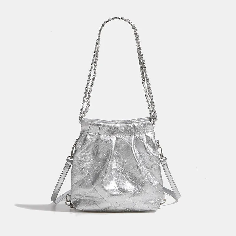 DUNNMALL Spring New Mini Hobo Bag Women's Diamond Chain Backpack All-Match Small Bag Shoulder Messenger Bag