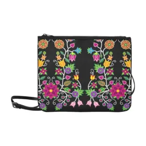 Floral Beadwork Slim Clutch Bag