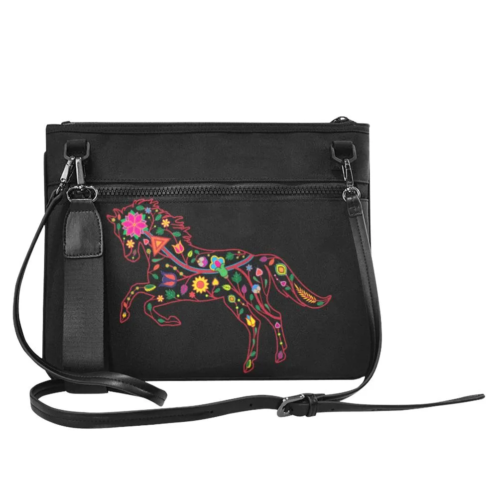 Floral Horse Slim Clutch Bag