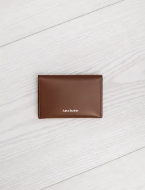 Folded Leather Cardholder Camel Brown