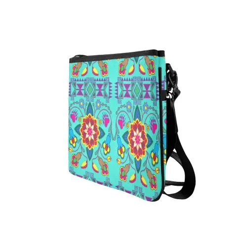 Geometric Floral Winter-Sky Slim Clutch Bag