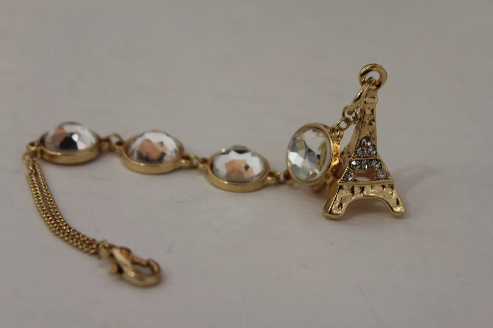 Gold Metal Chains Eiffel Tower Back Pendant Necklace