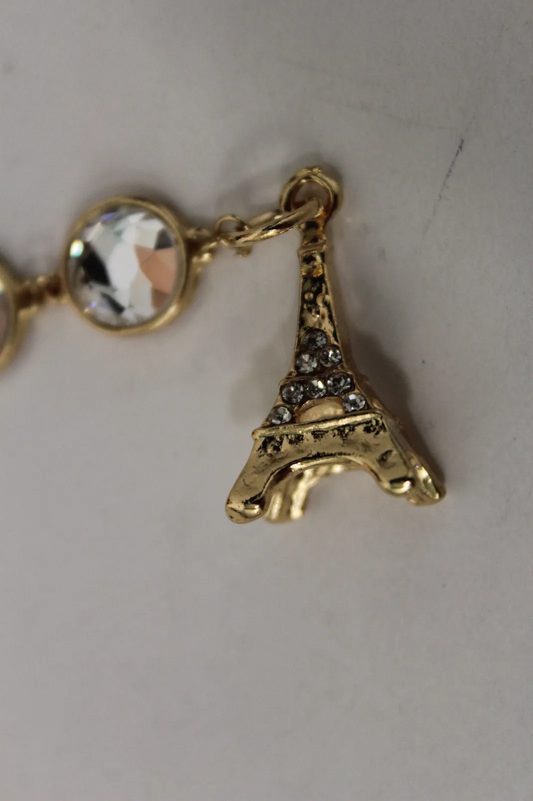 Gold Metal Chains Eiffel Tower Back Pendant Necklace