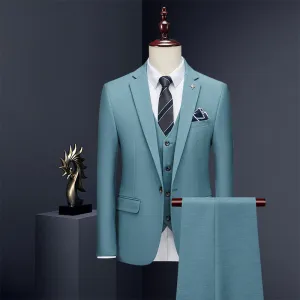 IKEARLAX  Suit Suit Men's Three-Piece Suit Business Professional Formal Wear Small Suit Korean Slim Best Man Groom Wedding Suit