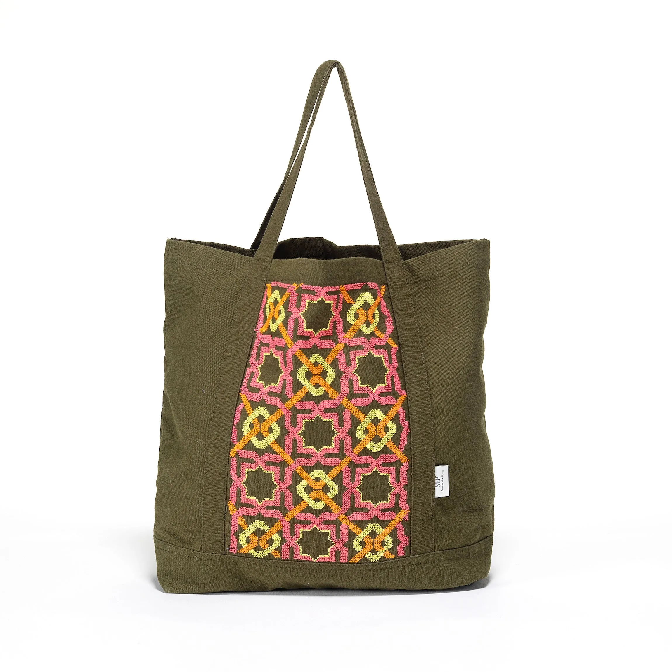 KHAKI CANVAS BAG ALHAMBRA