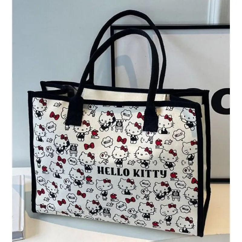 Large Capacity Cartoon Canvas Bag Women  New Fashion out Portable Shopping Bag Mummy Shoulder Tote Bag