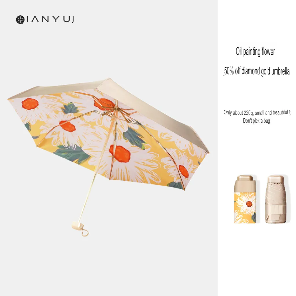 Mini sun umbrella, sun protection, compact, portable, sunny or rainy, anti-UV, women's 50% pocket ultra-light umbrella