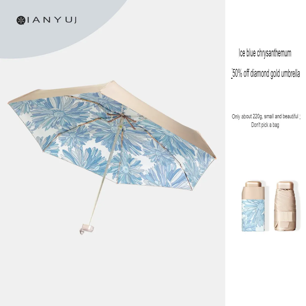 Mini sun umbrella, sun protection, compact, portable, sunny or rainy, anti-UV, women's 50% pocket ultra-light umbrella