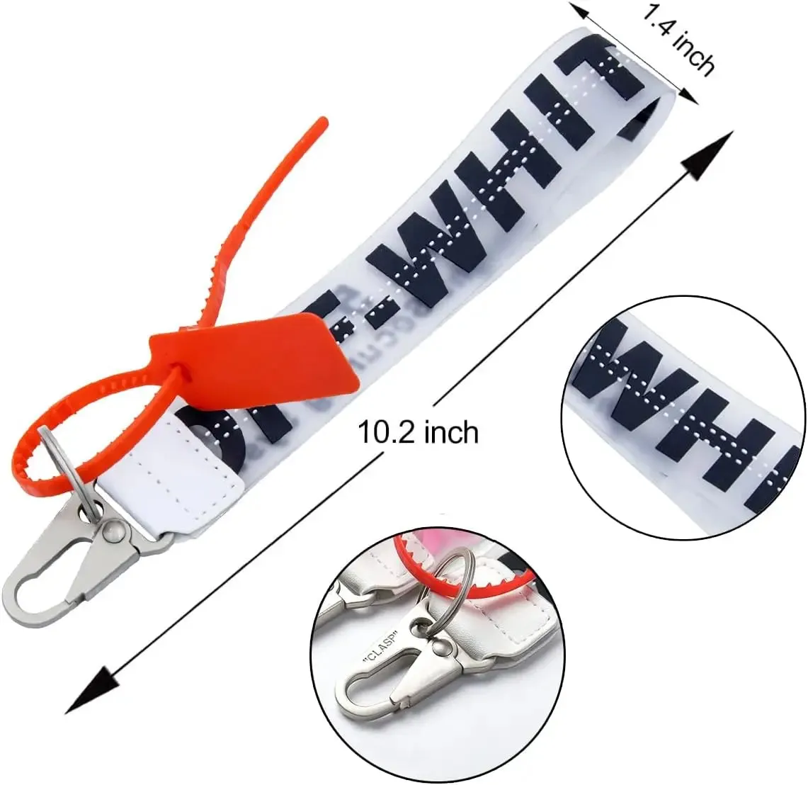 PVC White Wristlet Keychain Strap for Keys, Wallets, Lanyard