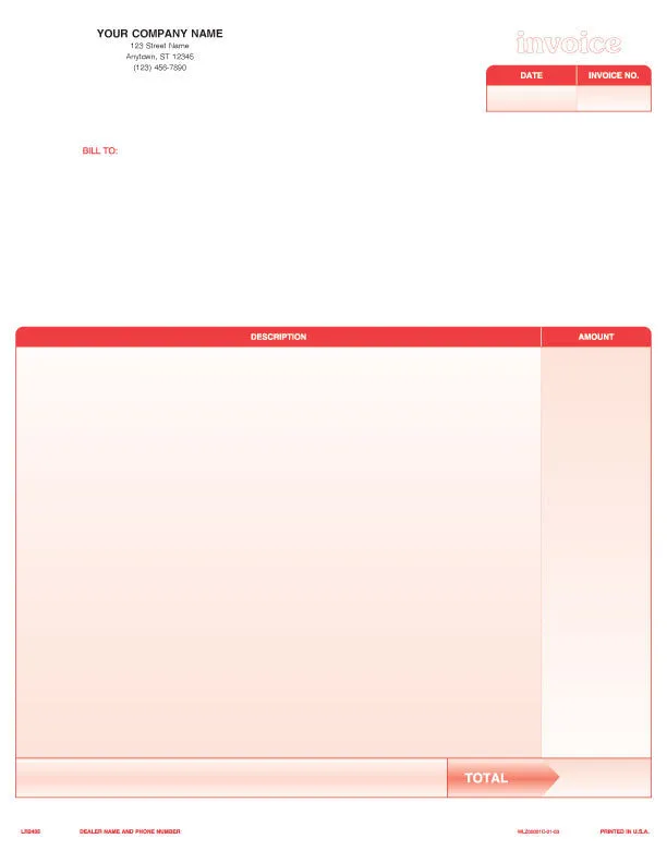 QuickBooks, Quicken,  Microsoft Money Laser Professional Invoice Form