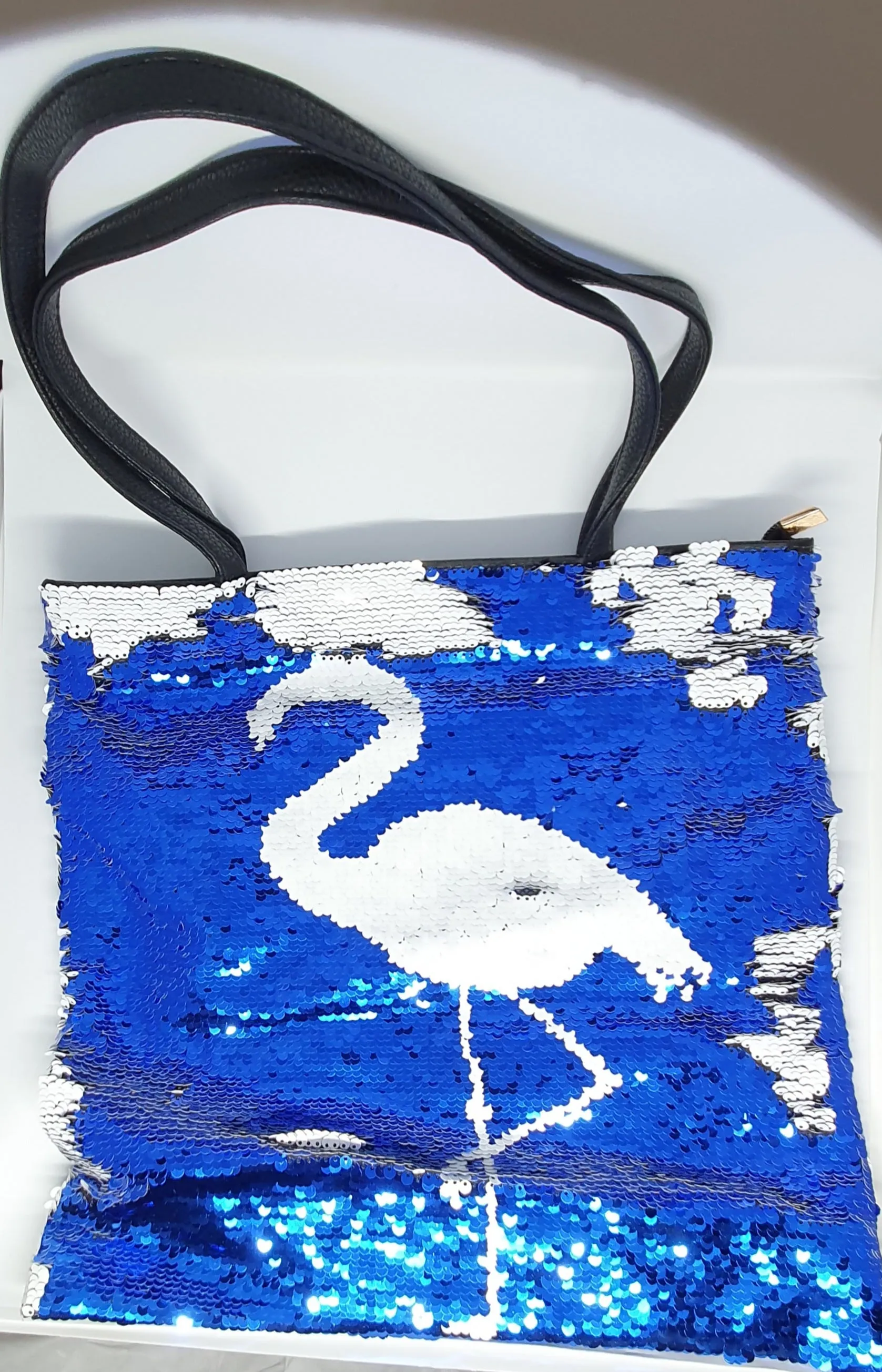 Reversible Sequins Bag with Flamingo design (with zip)