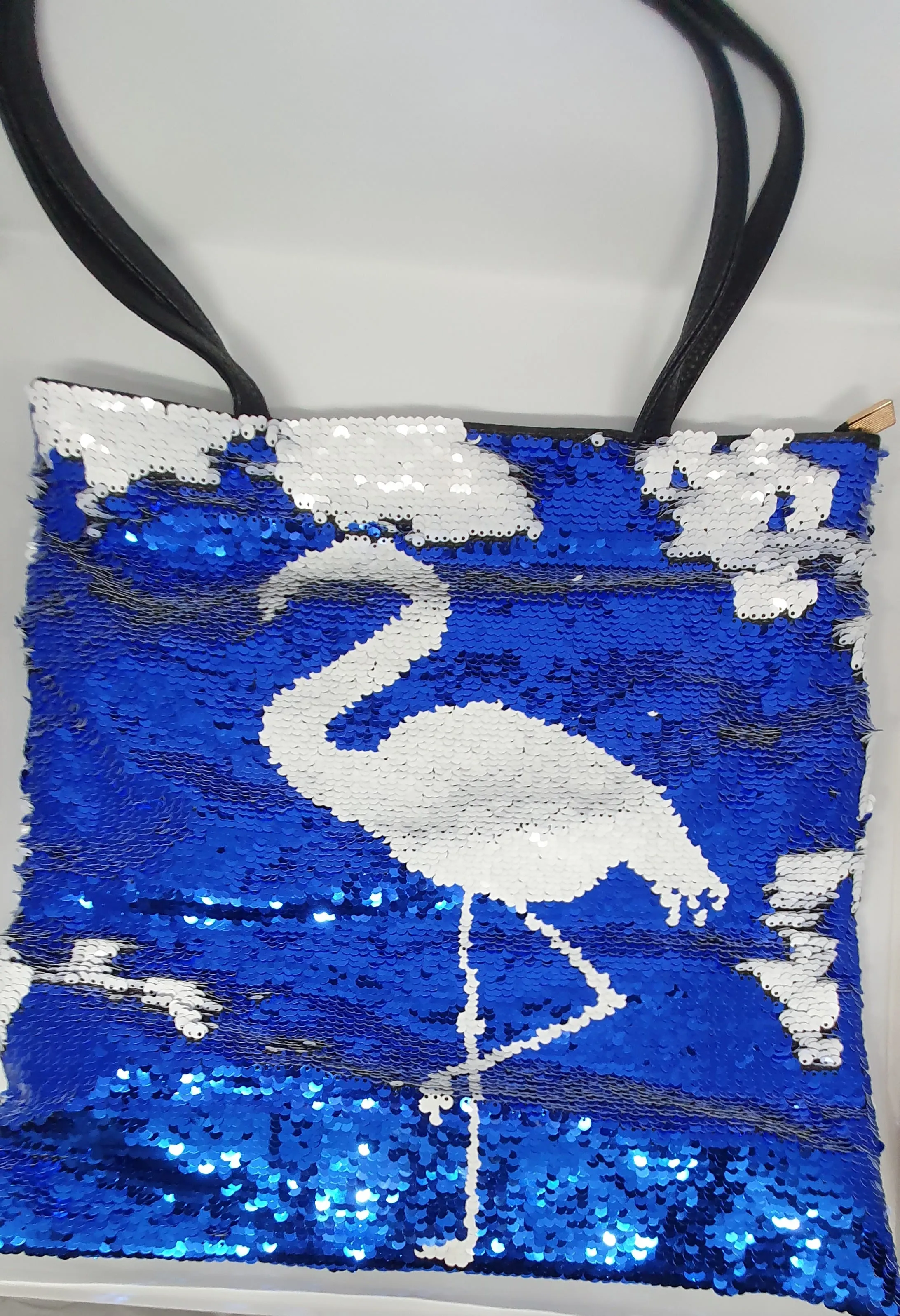 Reversible Sequins Bag with Flamingo design (with zip)