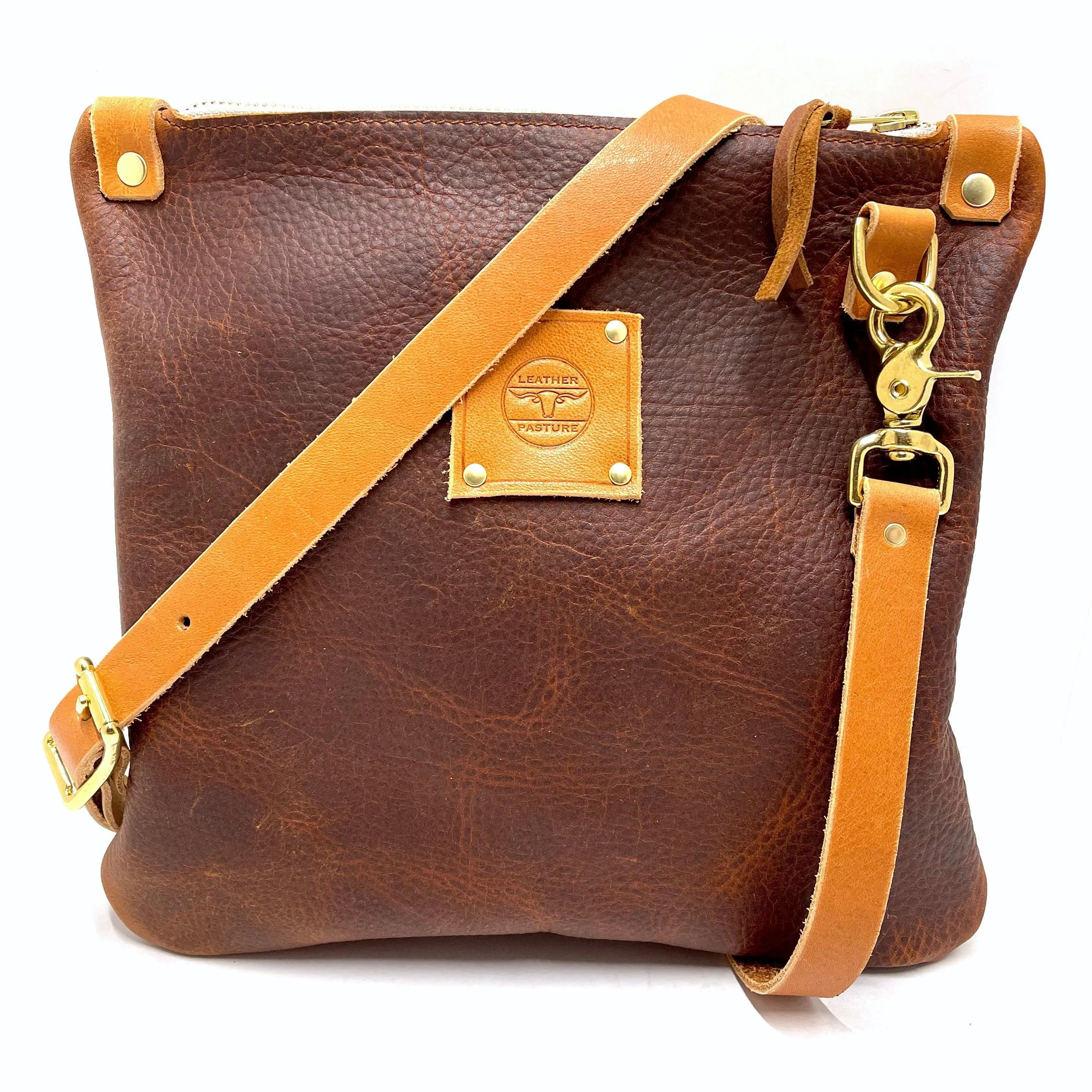 RTS- Mini Leather Messenger in Brown