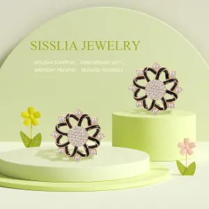 S925 Flower Rhinestone Earrings