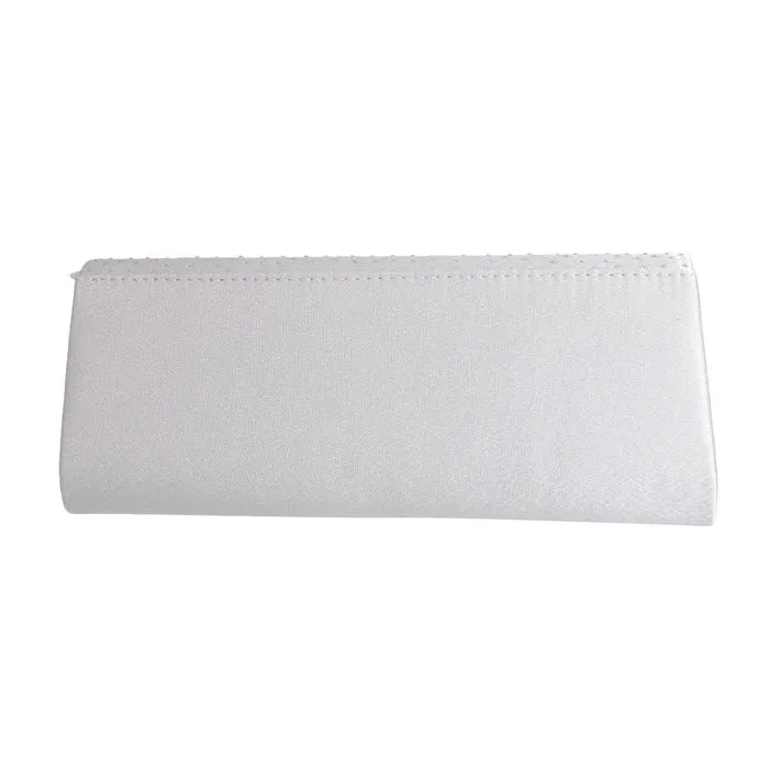 Silver Satin Stone Clutch