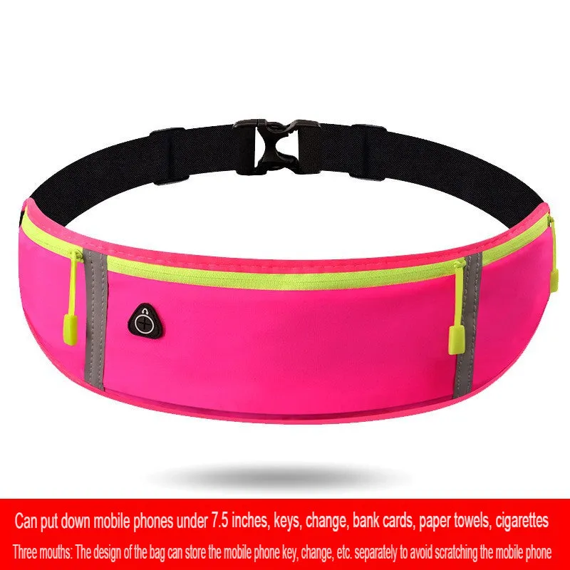 Sports waist bag for men and women, mobile phone running waist bag, invisible close-fitting waterproof multi-compartment outdoor square dance waist bag