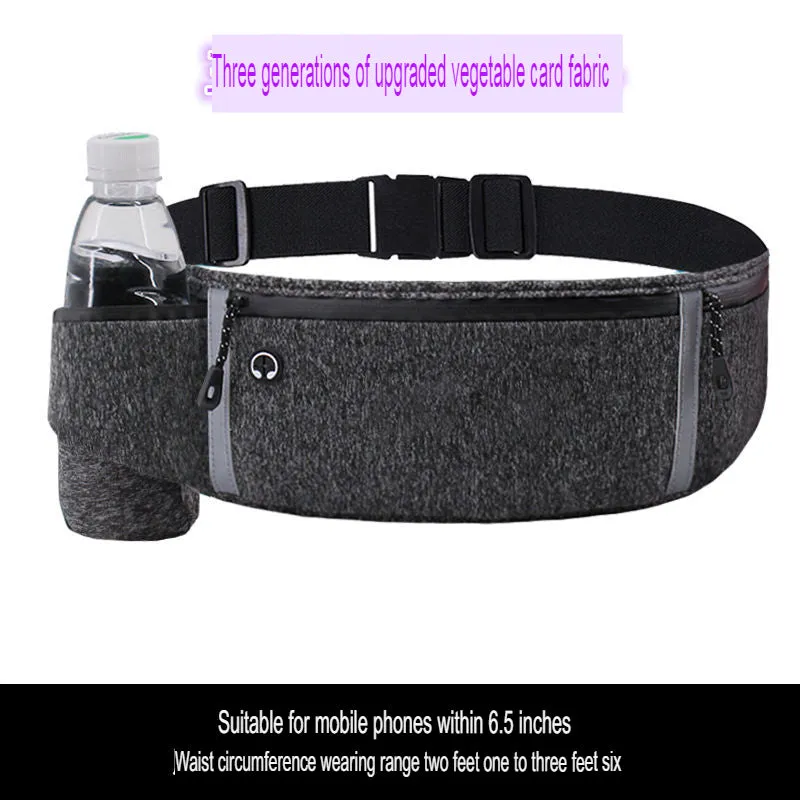 Sports waist bag for men and women, mobile phone running waist bag, invisible close-fitting waterproof multi-compartment outdoor square dance waist bag