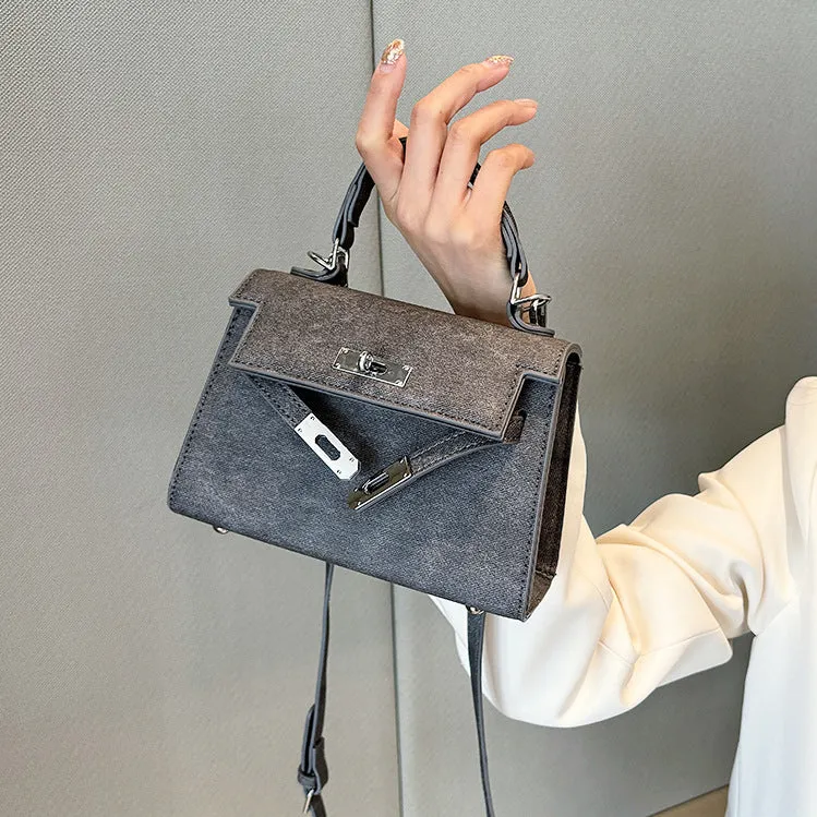 Square Lock Elegant Handbag Shoulder Bag