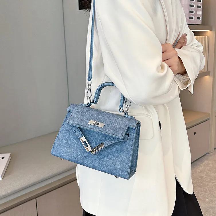 Square Lock Elegant Handbag Shoulder Bag