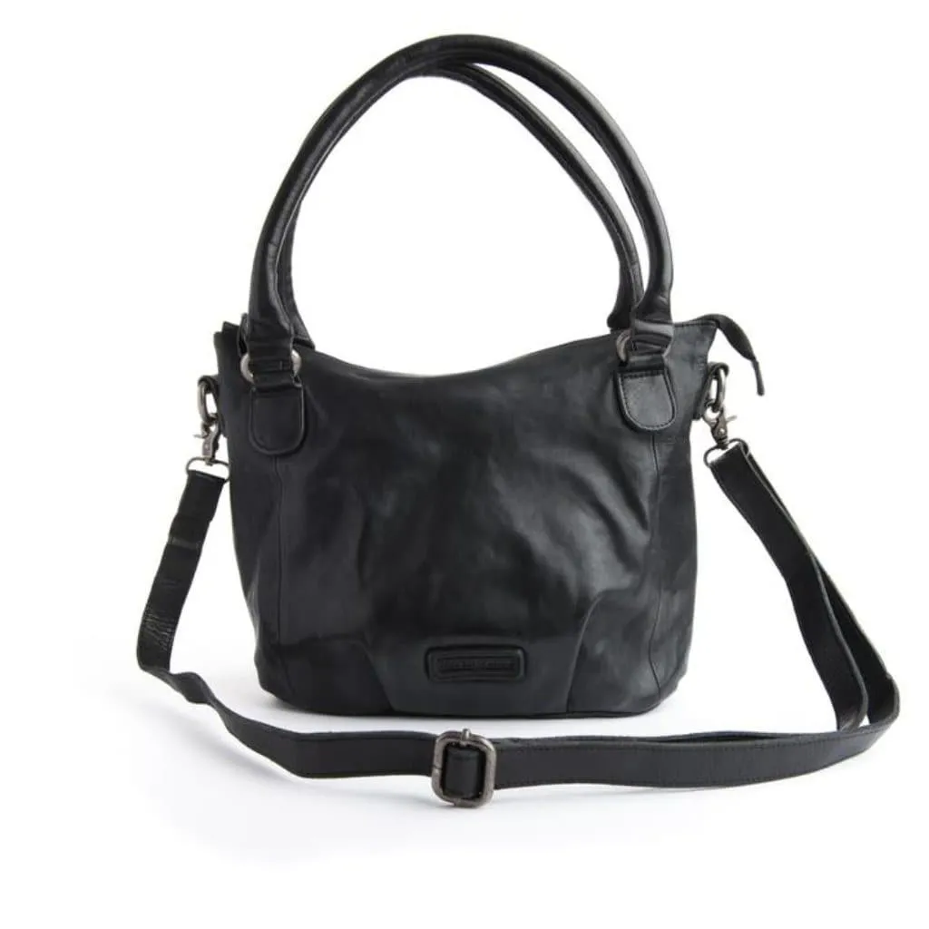 Stitch & Hide Santa Monica Leather Shoulder Bag Black