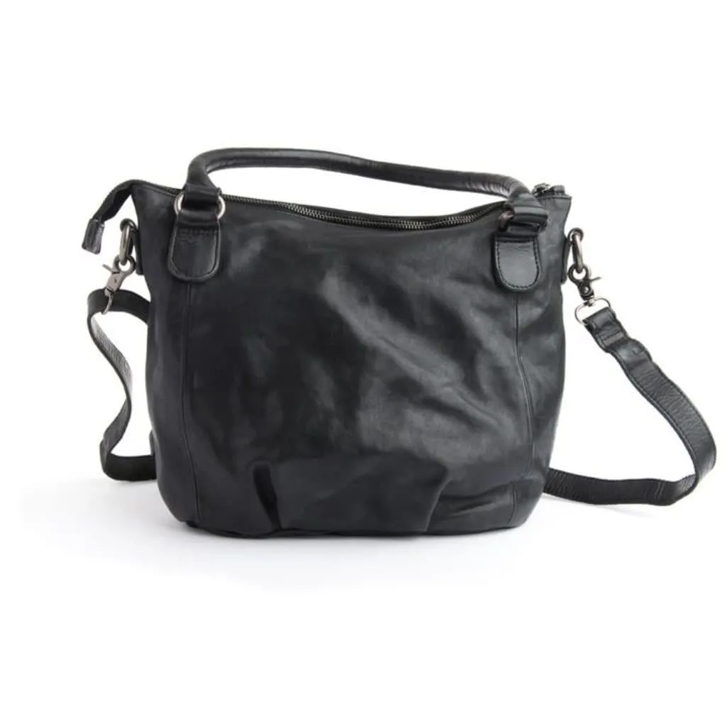 Stitch & Hide Santa Monica Leather Shoulder Bag Black