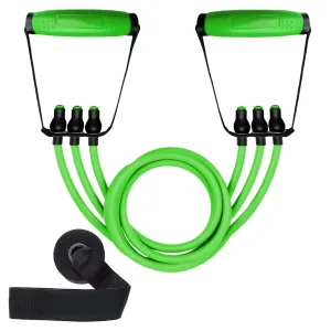 Strauss Triple Resistance Tube | Door Anchor for Exercise & Stretching | Gym Equipment for Strength Training, Home & Gym Workout for Men & Women with Carry Bag | 19 Kg,(Green)