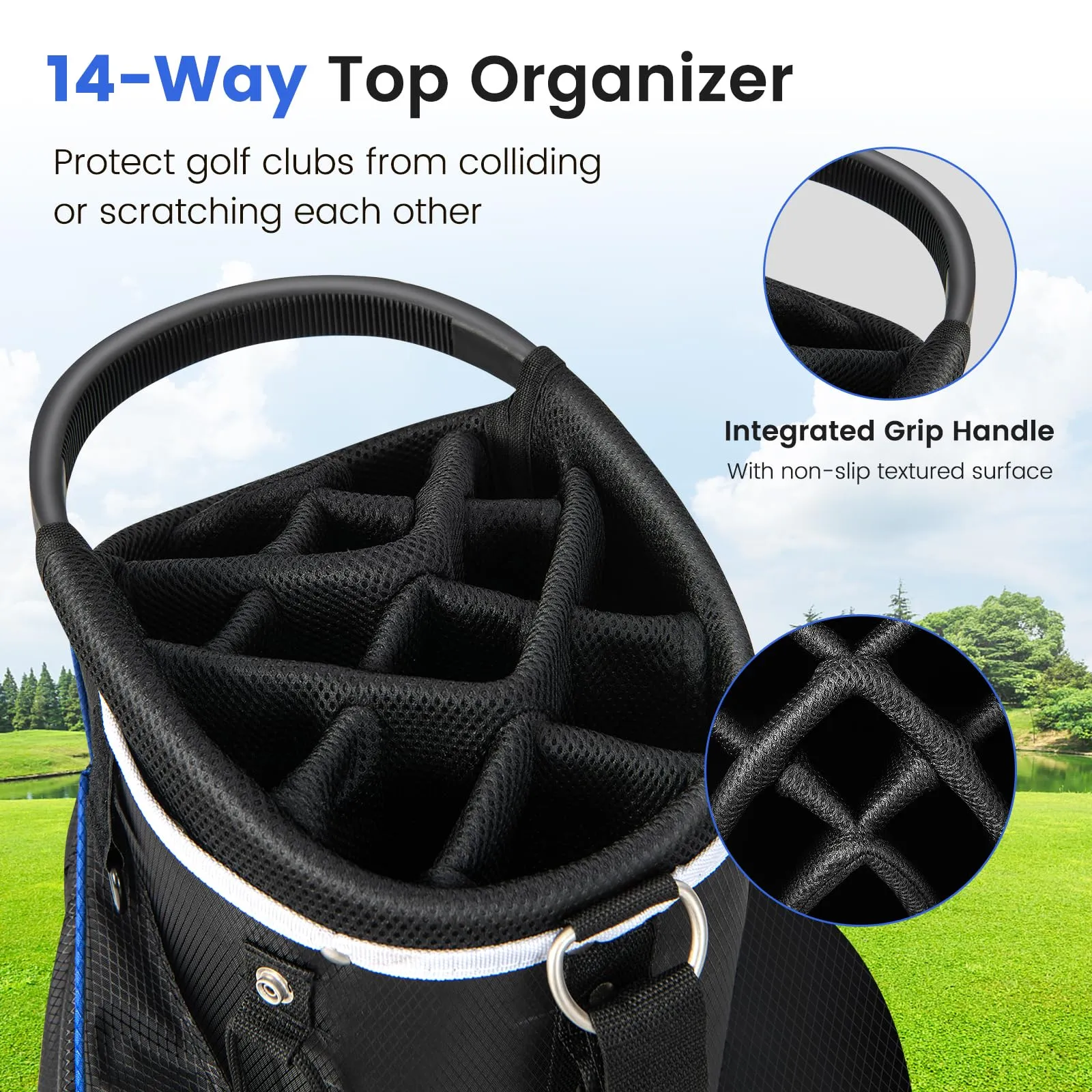 Tangkula Golf Cart Bag with 14 Way Top Dividers, Lightweight Golf Club Cart Bag with 9 Pockets