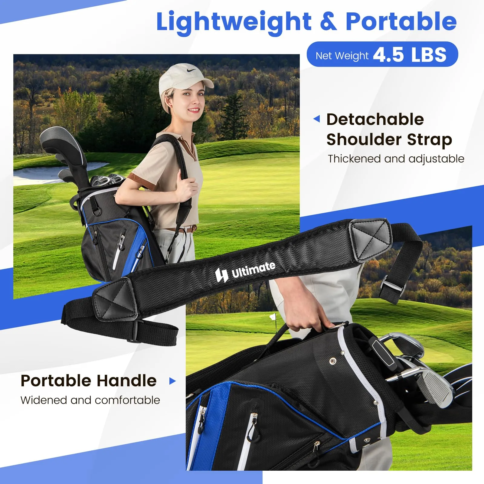 Tangkula Golf Cart Bag with 14 Way Top Dividers, Lightweight Golf Club Cart Bag with 9 Pockets