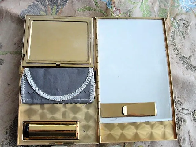 VINTAGE 1950s Evening Vanity Purse,Carryall, Compact, Lustrous Mother of Pearl Neccessiare, Compact Evening Bag Cigarette Case Collectible